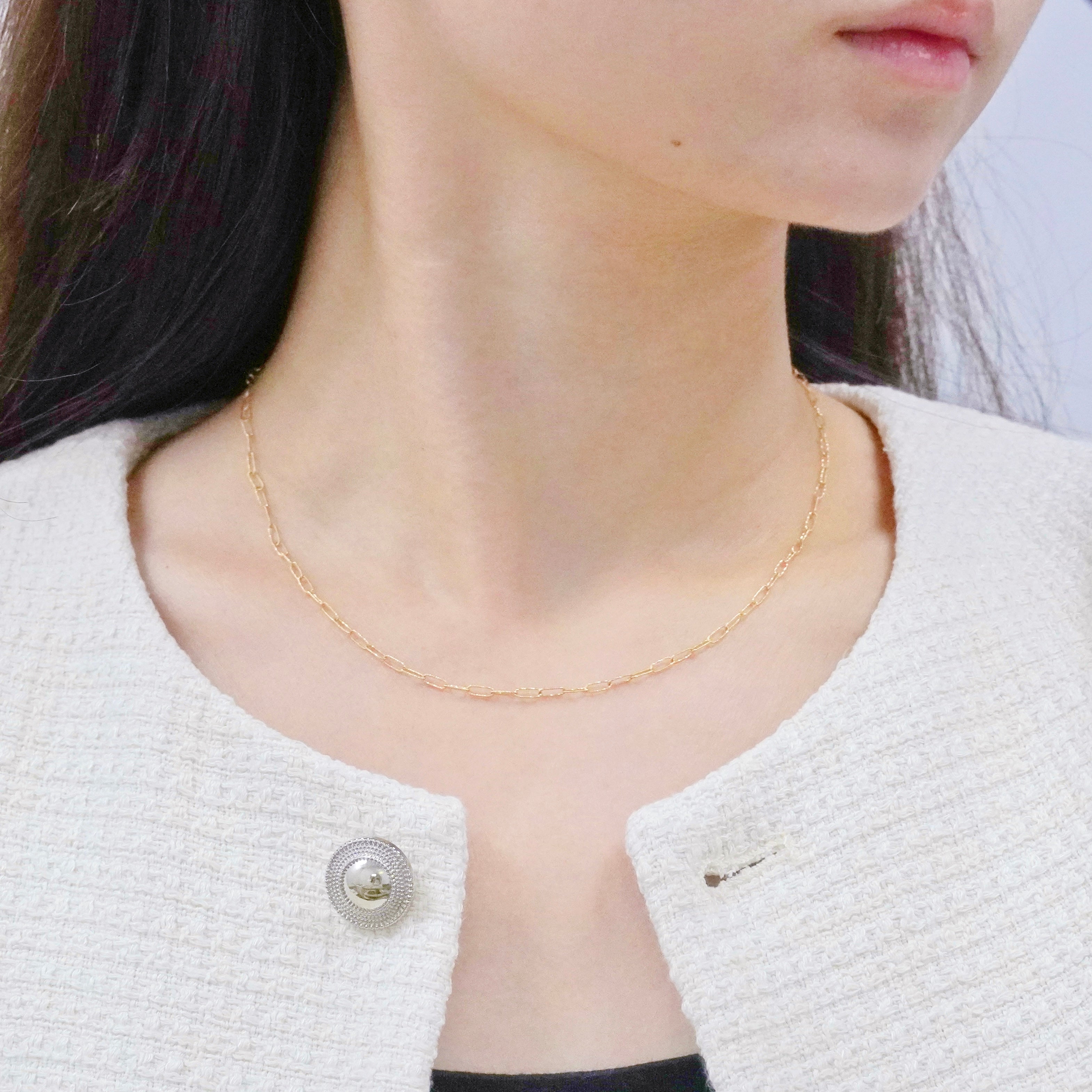 18K金項鏈 方格鏈 18K Gold Paperclip Chain Necklace