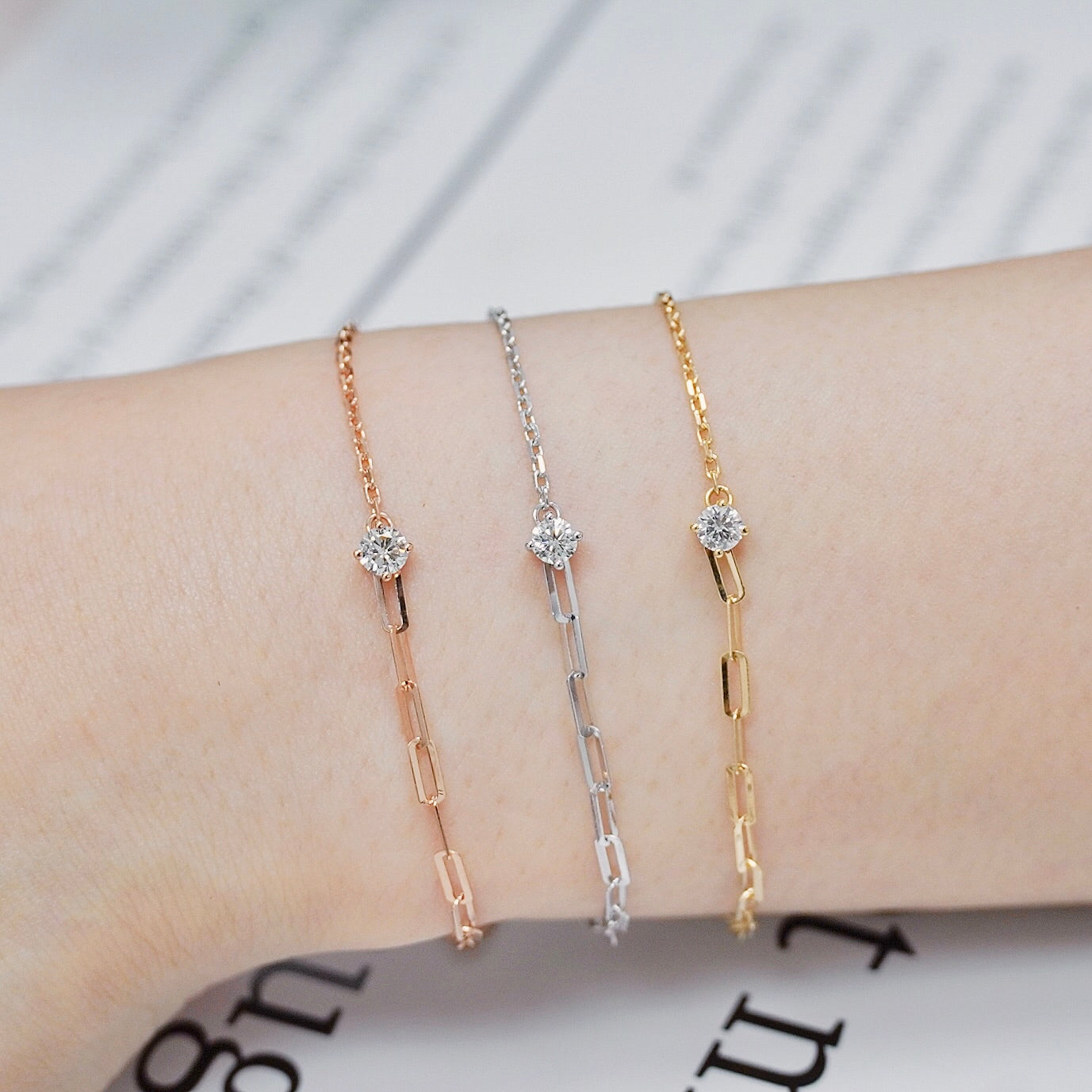 雙式單鑽手鏈 Two-craft Solitaire Diamond Bracelet