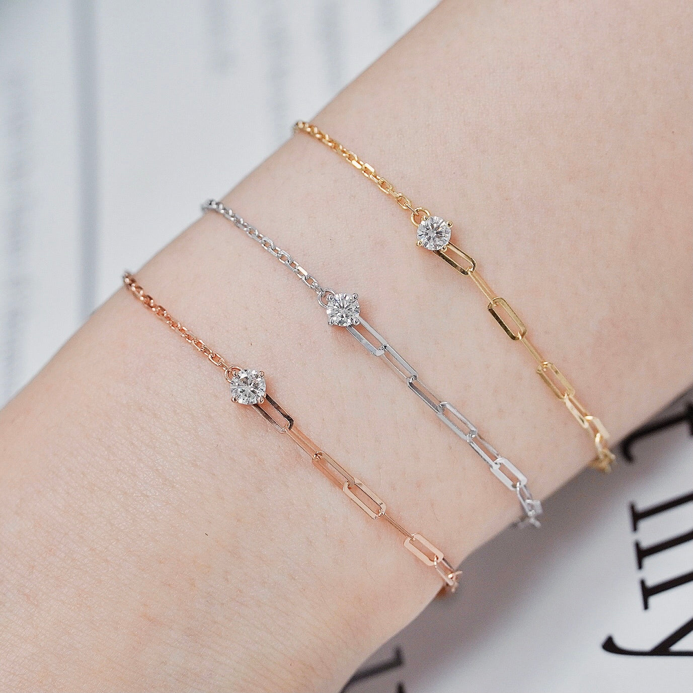 雙式單鑽手鏈 Two-craft Solitaire Diamond Bracelet