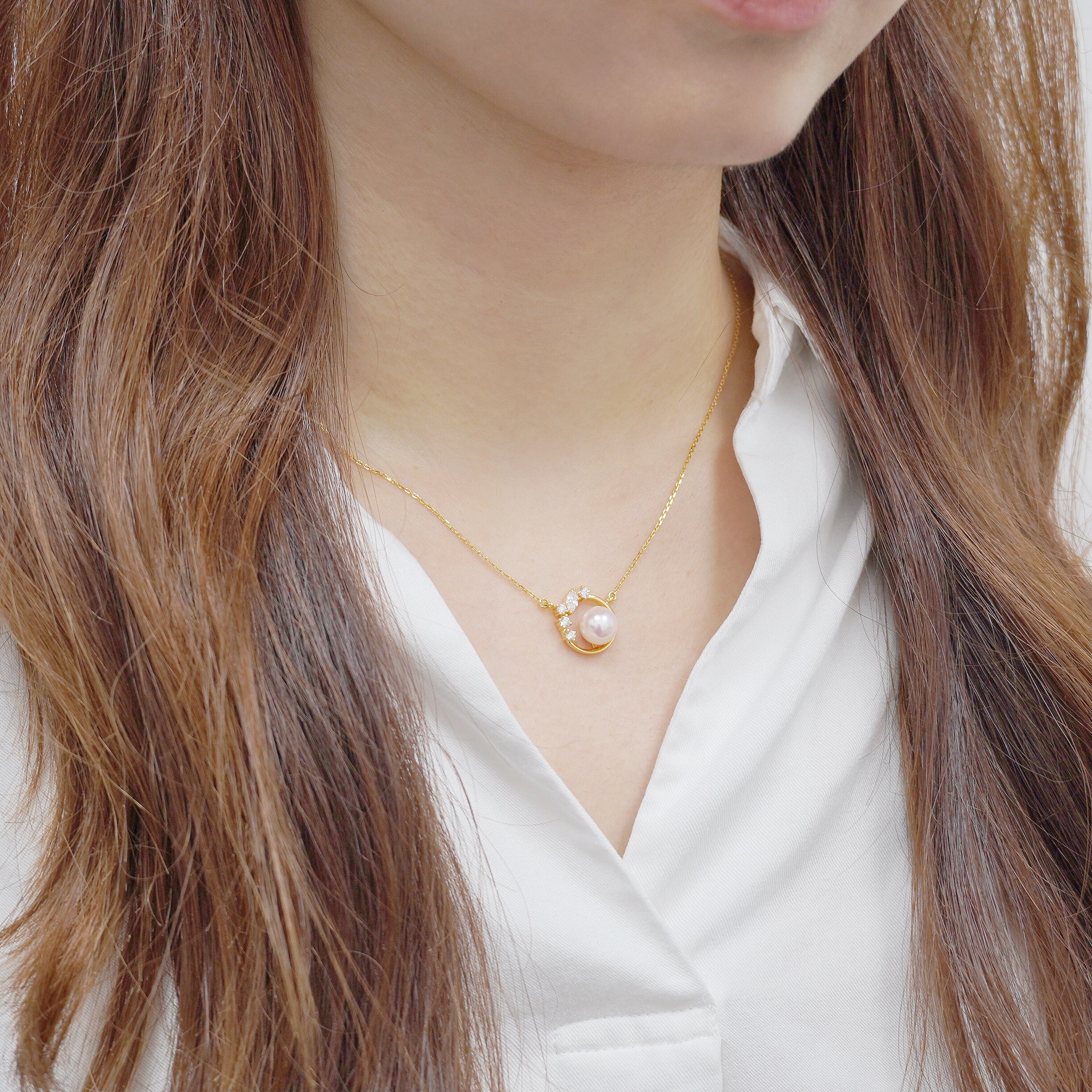 Akoya珍珠環鑽項鏈 Aureola Akoya Pearl Diamond Necklace