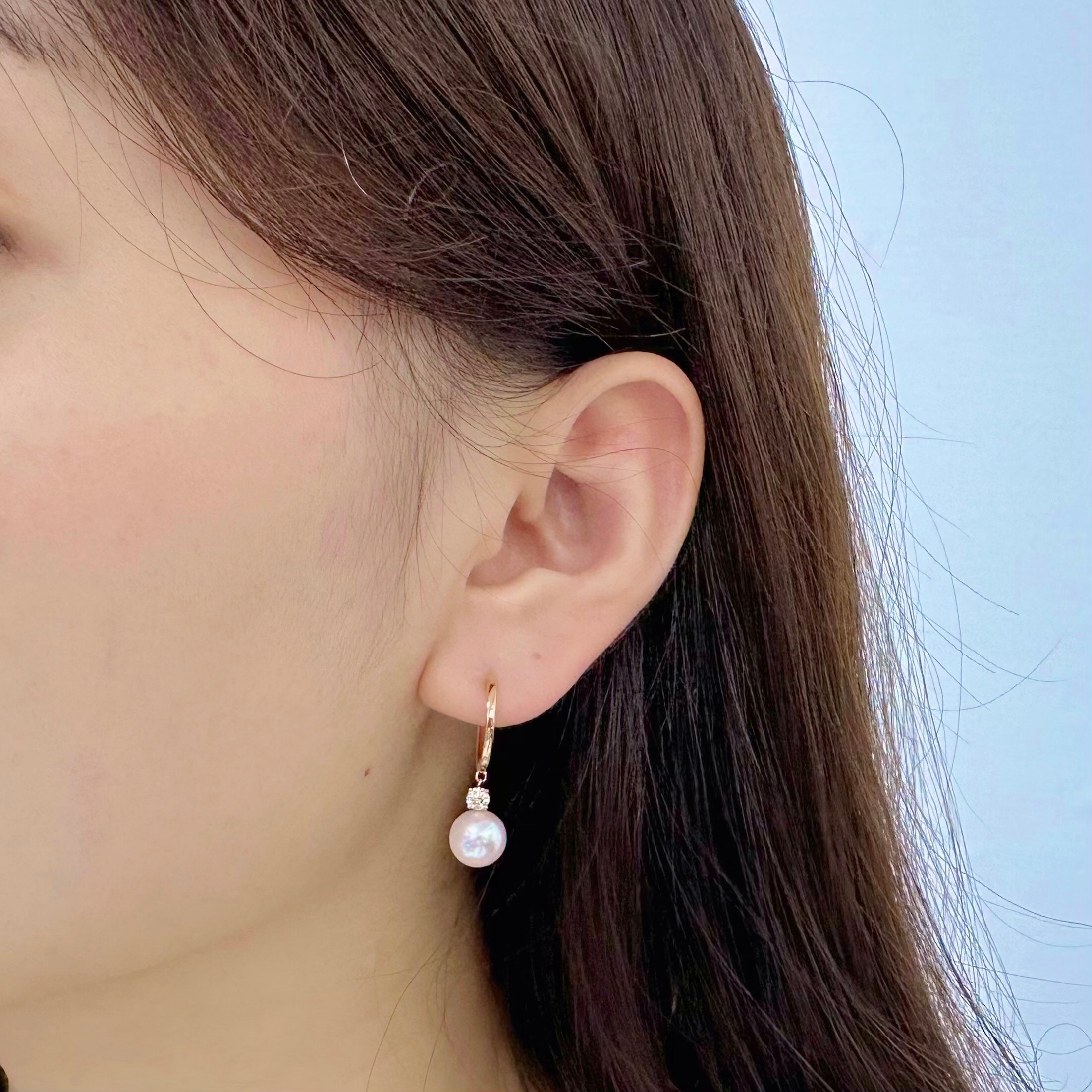 Akoya珍珠單鑽耳環 Akoya Pearl Diamond Drop Earrings