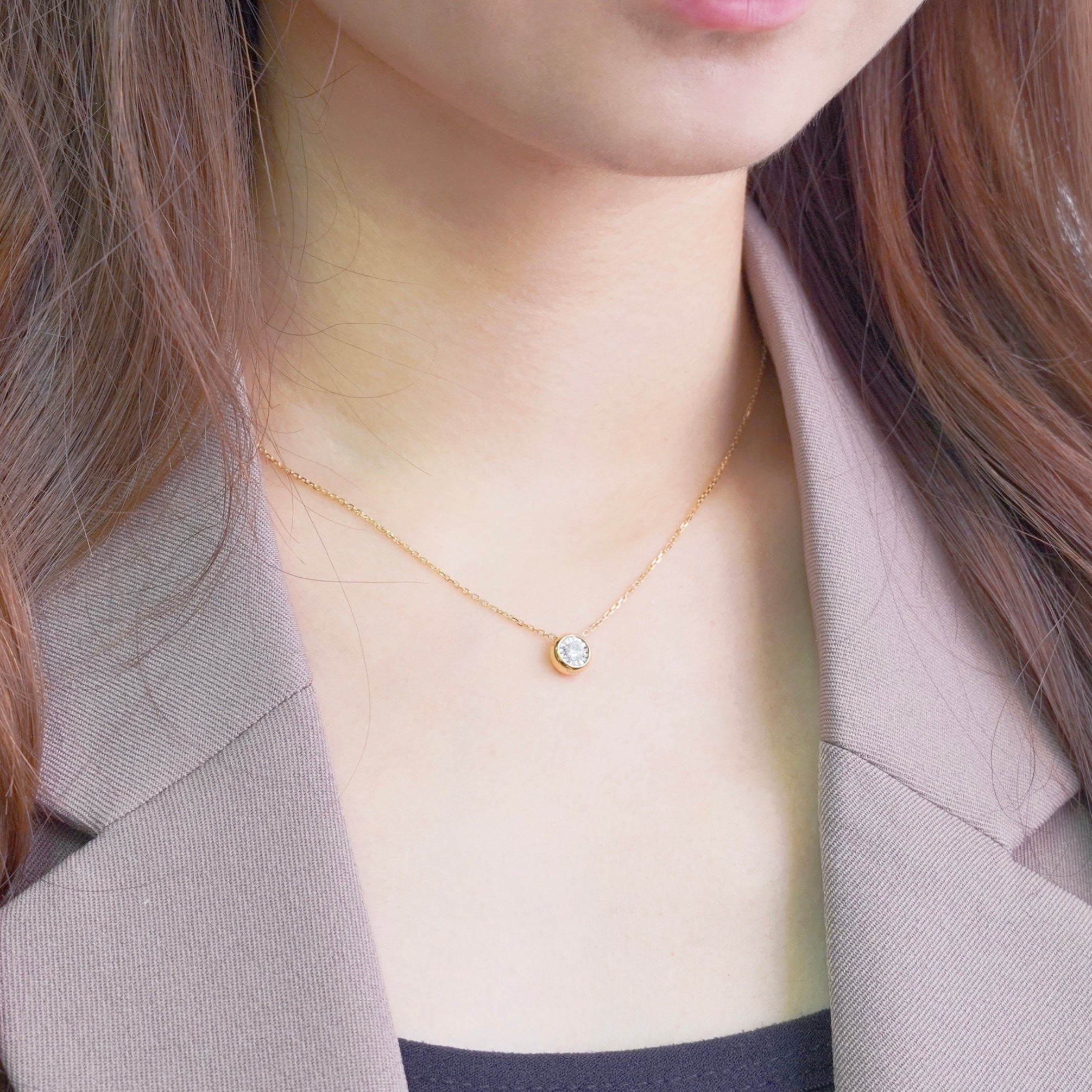 泡泡單鑽項鏈 Solitaire Bezel Diamond Necklace