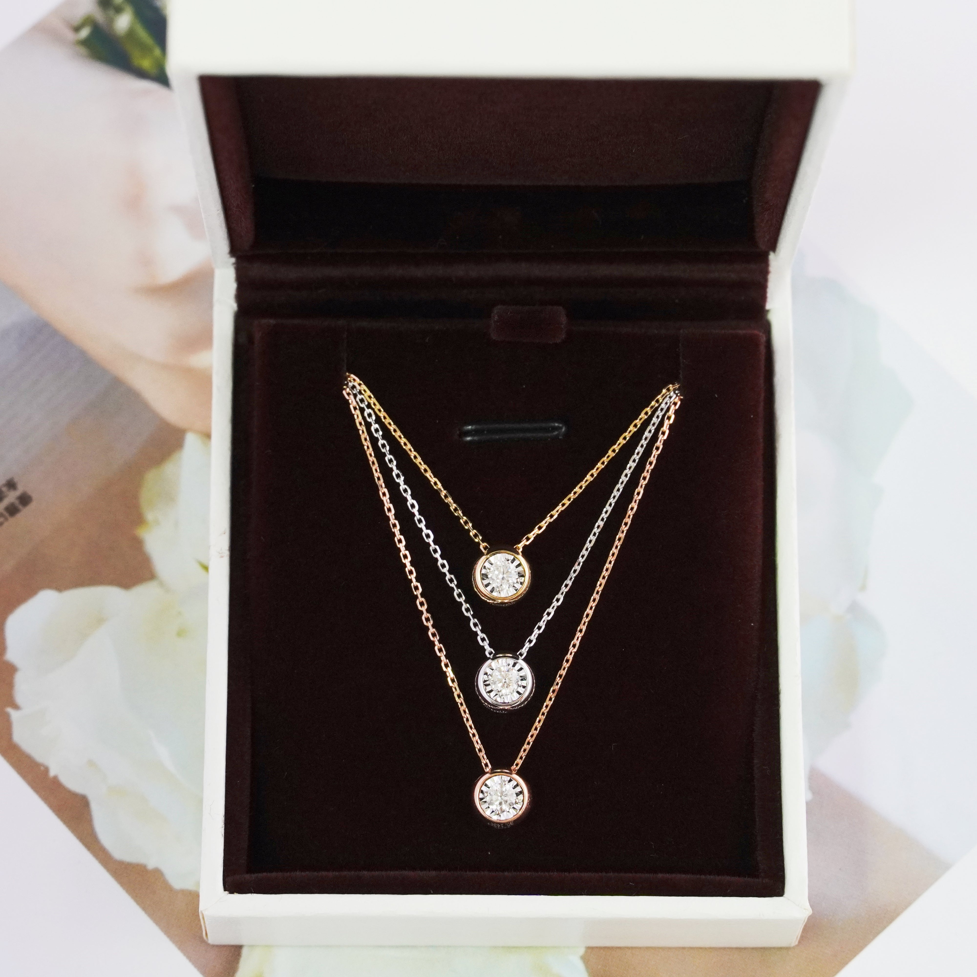 泡泡單鑽項鏈 Solitaire Bezel Diamond Necklace