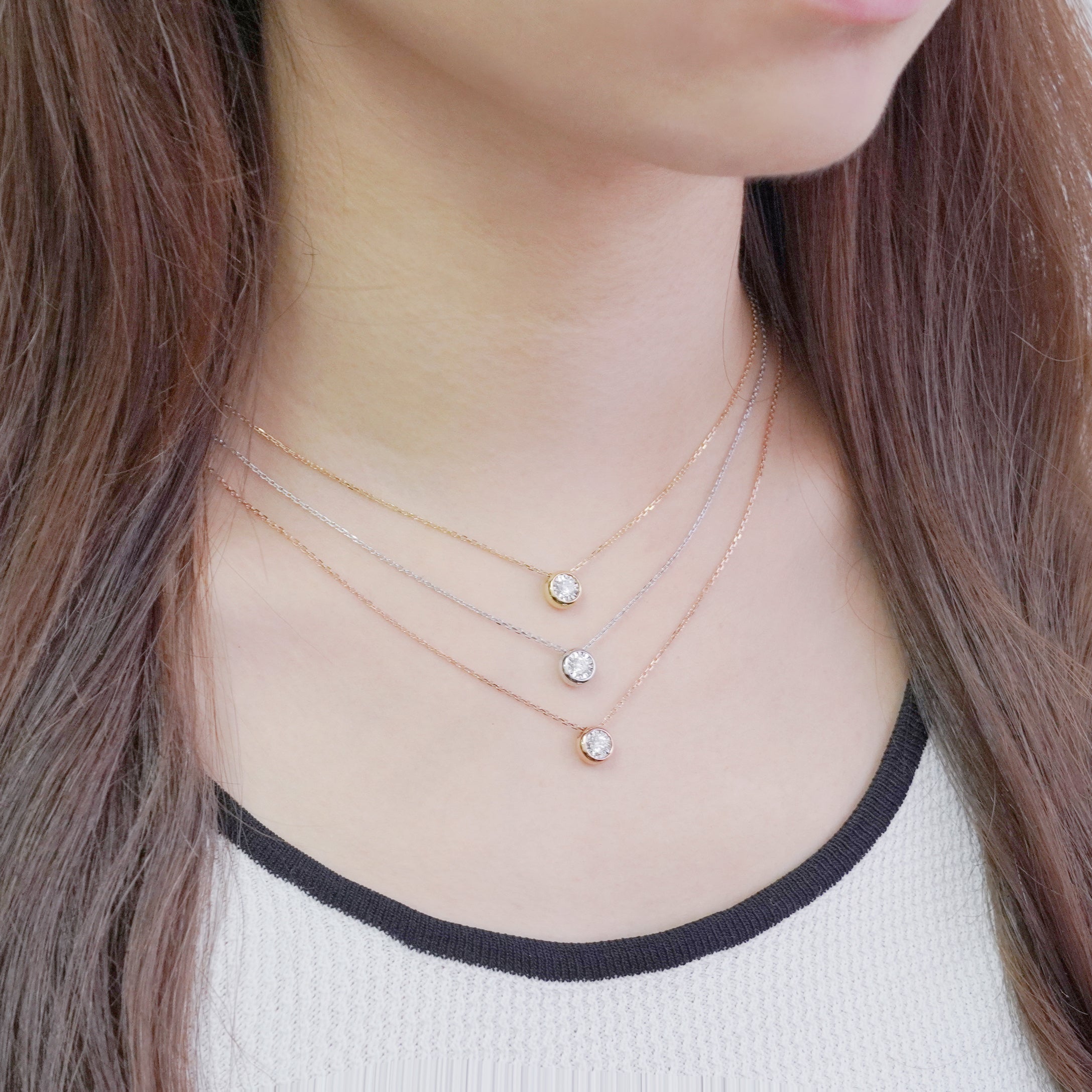 泡泡單鑽項鏈 Solitaire Bezel Diamond Necklace