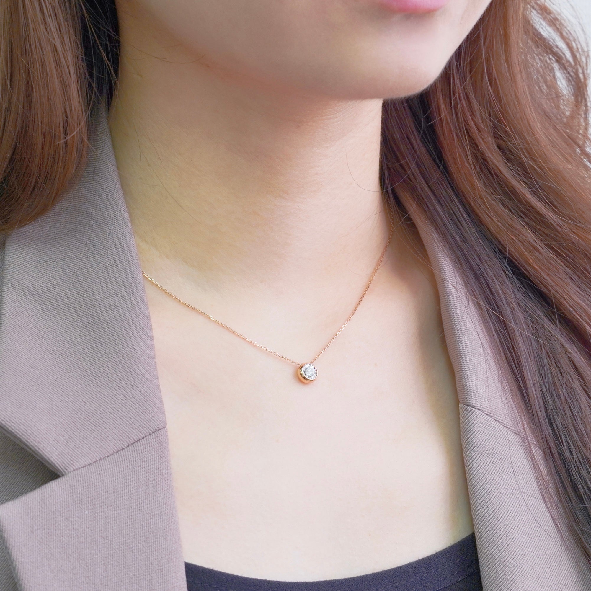 泡泡單鑽項鏈 Solitaire Bezel Diamond Necklace